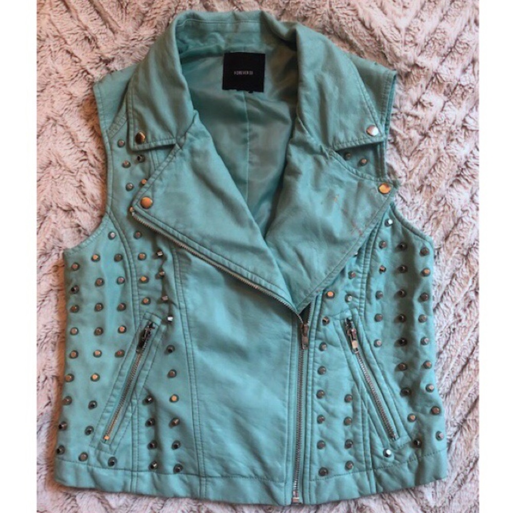 Faux Leather Studded Vest